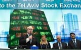 Boris Johnson opens trading at the Tel Aviv Stock Exchange during a trade visit to Israel while foreign secretary (PA)