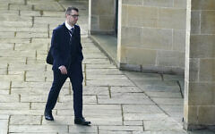 Founder of banned terrorist organisation National Action Alex Davies arrives at Winchester Crown Court where the 27-year-old, from Swansea, is charged with membership of an outlawed organisation between 17 December 2016 and 27 September 2017. 2022 (Jewish News) Founder of banned terrorist organisation National Action Alex Davies arrives at Winchester Crown Court where the 27-year-old, from Swansea, is charged with membership of an outlawed organisation between 17 December 2016 and 27 September 2017. 2022 (Jewish News)