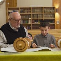 Ivor Lethbridge with grandson Zak preparing for their barmitzvahs. Picture: BBC