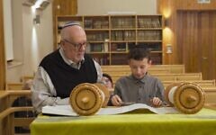 Ivor Lethbridge with grandson Zak preparing for their barmitzvahs. Picture: BBC