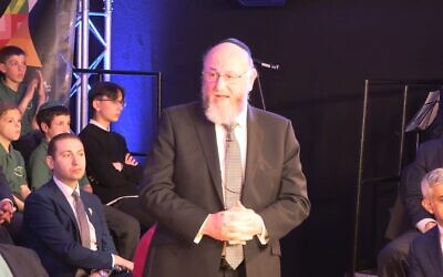 Chief Rabbi Ephraim Mirvis speaks at Wednesday's Yom HaShoah broadcast