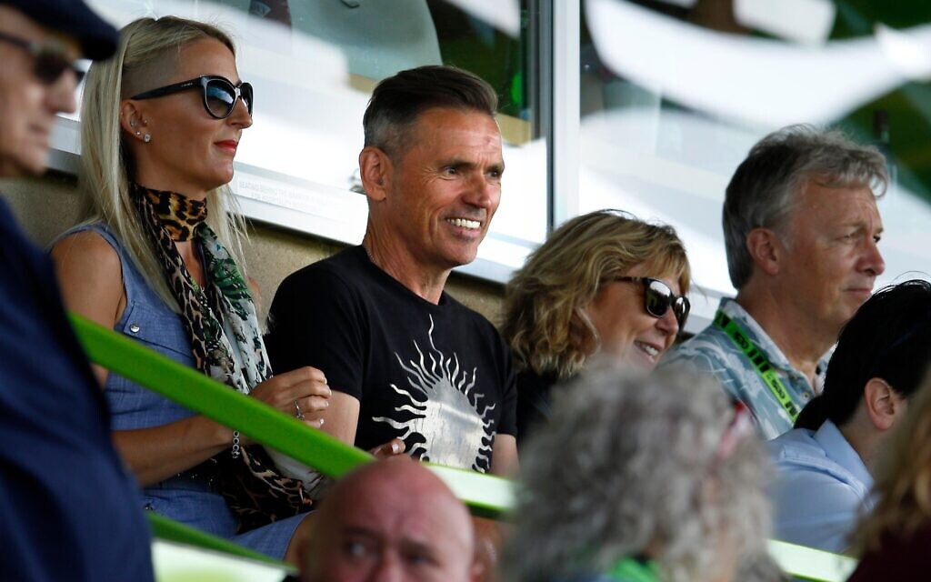 WW63Y6 Dale Vince, club chairman, watching Forest Green Rovers FC vs Grimsby Town FC, at the New Lawn ground. 17th August 2019
Picture by Andrew Higgins/Thou