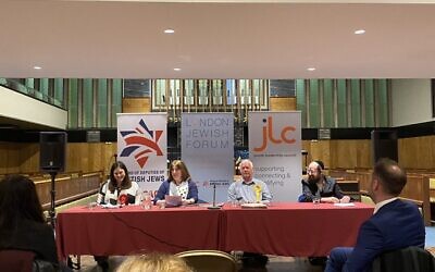 Conservative candidate Shloime Royde (right) with fellow local election candidates at Jewish community hustings in Haringey (Twitter)