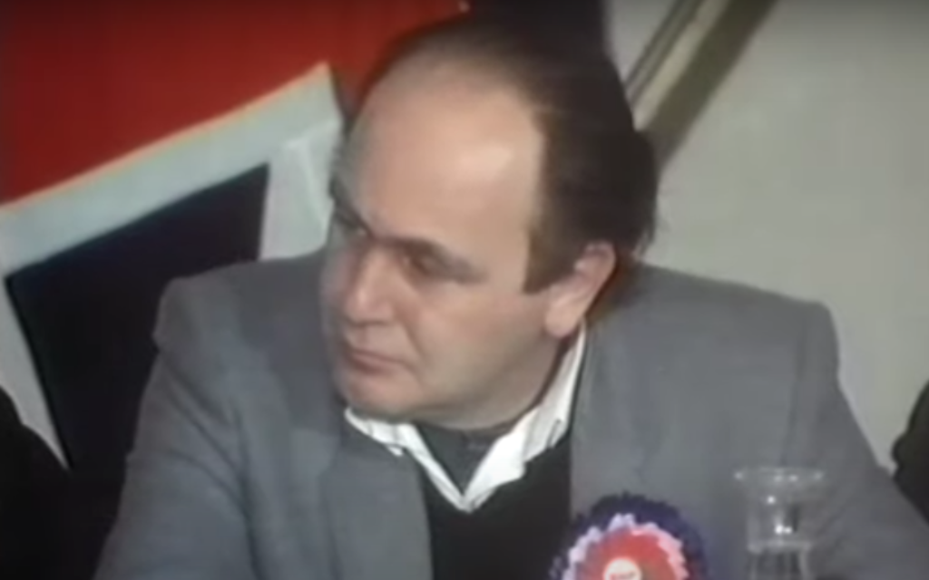 Ray Hill at launch of British National Party manifesto 1983