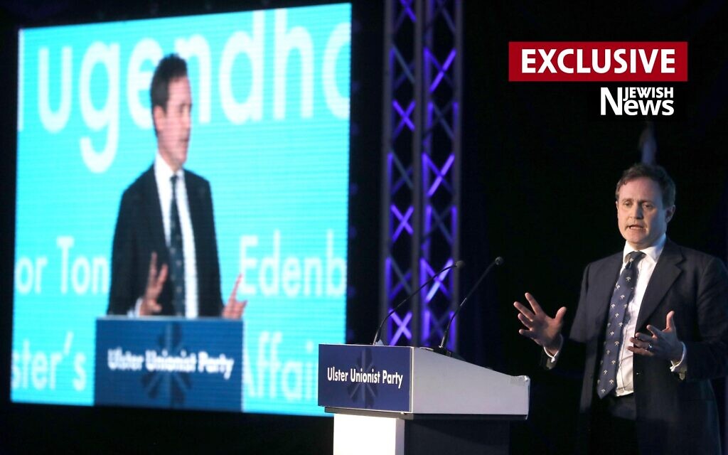 Tom Tugendhat, MP for Tonbridge, Edenbridge and Malling, speaking at the Ulster Unionist Party conference in Belfast, Saturday October 9, 2021.