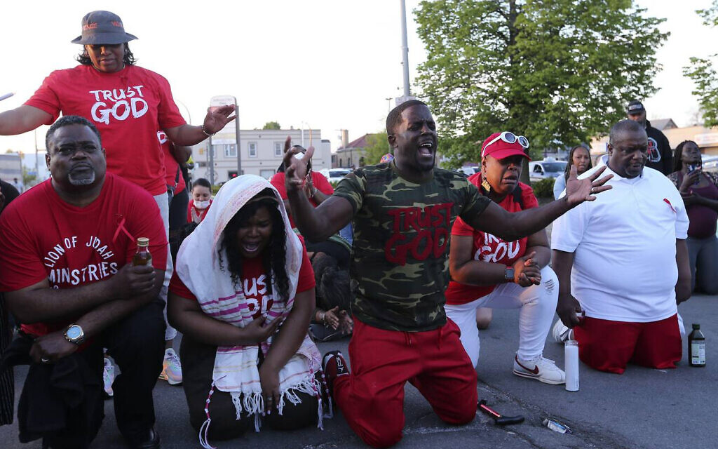 Angry community members after the killings in Buffalo