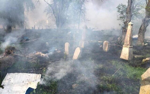 Ukraine's culture minister posted images of what he said was destruction to the cemetery and Glukov (Photo: Oleksander Tkachenko)