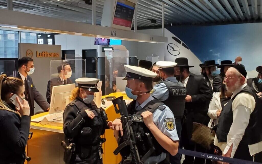 Armed police were deployed to the gate at Frankfurt Airport to prevent 'visibly Jewish' passengers from boarding (Photo: JTA)