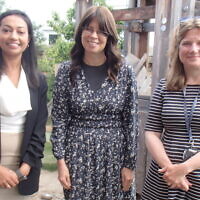 Barnet education specialists Louise Jennings, Barnet Early Years Standard Lead, (left), and Katie Dawbarn, Co-head of Schools and Settings Improvements (right), thank Headteacher Janice (centre) in a congratulatory visit to the nursery