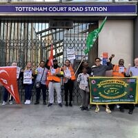 London Underground staff member Daniel Randall, (centre) joins the picket line outside Tottenham Court Road tube station. (picture from his Twitter page).