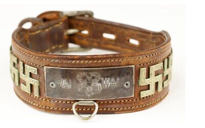 A dog collar said to have belonged to the Scottish terrier of Eva Braun, Adolf Hitler's wife, on display on the website of Alexander Historical Auctions in July 2022 (Photo: Alexander Historical Auctions)