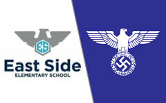 The proposed logo for East Side Elementary School and the Nazi coat of arms The proposed logo for East Side Elementary School and the Nazi coat of arms