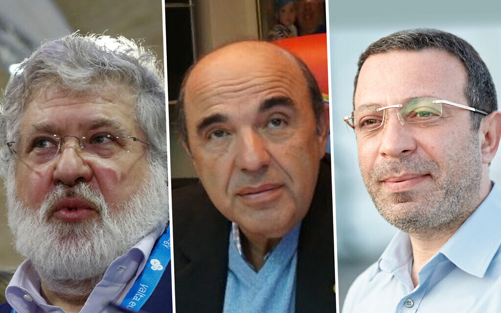 Igor Kolomoisky, Vadim Rabinovich and Hennadiy Korban (Photos: Wikimedia/JTA/Reuters)