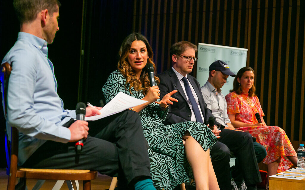 Tony Danker, director-general of the CBI and former Labour MP Luciana Berger joined entrepreneur Alex Stephany and Alex Goat, who heads a business supporting the younger generation, called Liverty. Credit: Yakir Zur