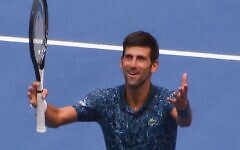 Novak Djokovic celebrating at the 2018 US Open