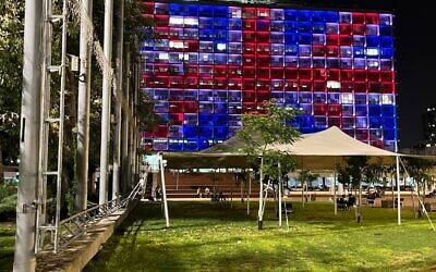 Tel Aviv town hall was illuminated in the colours of the Union flag in tribute to Queen Elizabeth