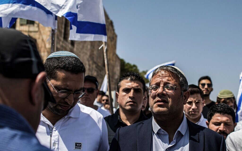 Itamar Ben-Gvir visits Al-Nabi Samuel village north of Jerusalem. Credit: Ilia Yefimovich/dpa/Alamy Live News