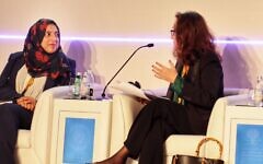 UK-based director of the Abraham Initiatives Liz Harris-Sawczenko (right) and Akeela Ahmed, an entrepreneur and founder of the podcast 'She Speaks We Hear'
