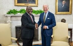 South Africa’s President Cyril Ramaphosa with President Joe Biden earlier this year. South Africa’s President Cyril Ramaphosa with President Joe Biden earlier this year.