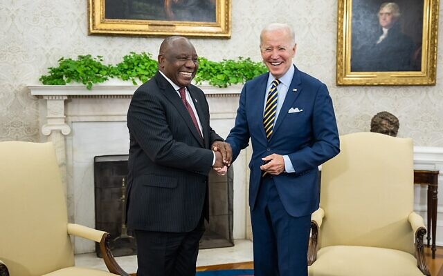 South Africa’s President Cyril Ramaphosa with President Joe Biden earlier this year.