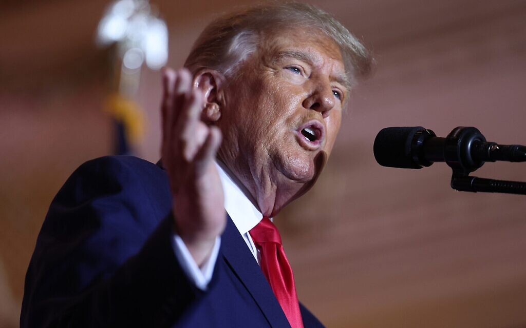 Former U.S. President Donald Trump speaks during an event at his Mar-a-Lago home in Palm Beach, Fla., Nov. 15, 2022. (Joe Raedle/Getty Images)