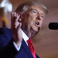 -Former U.S. President Donald Trump speaks during an event at his Mar-a-Lago home in Palm Beach, Fla., Nov. 15, 2022. (Joe Raedle/Getty Images)
