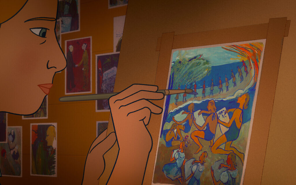 Charlotte paints in her studio