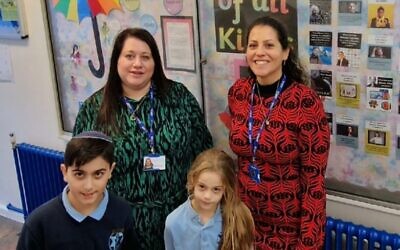 North West London Jewish Day School headteacher Judith Caplan, inclusion lead Danielle Stone, and pupils