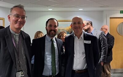 (r to l) Michael Wegier, CEO Board of Deputies; Rabbi Yossi Jacobs; 
Rev Dr Richard Sudworth, Secretary for Inter Religious Affairs to the Archbishop of Canterbury & National Inter Religious Affairs Adviser for the Church of England.