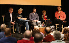 David Kogan, Jon Lansman. Henry Zeffman. Margaret Hodge MP, Patrick Maguire at JLM conference
Photo Ian Vogler