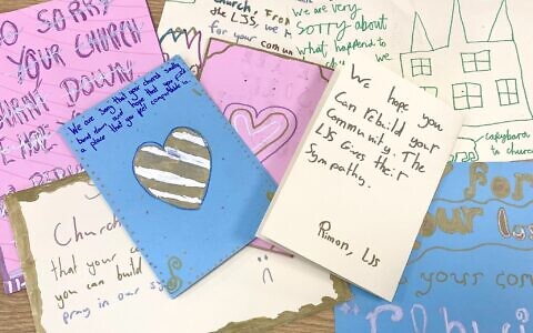 Jewish children send cards to peers at St Mark's Church after fire destroys building