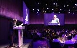 Kurt Marx BEM, Holocaust survivor and member of Jewish Care's Holocaust Survivors' Centre speaks at Jewish Care Young Patrons Dinner. Pic: Jewish Care.