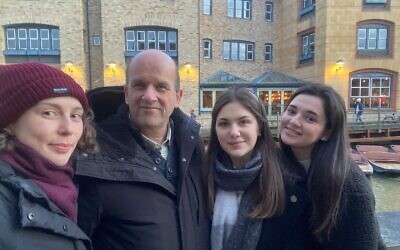 Rabbi Mark Goldsmith with Elena (left), Anya and her friend from home, Alina, on a day trip to Cambridge