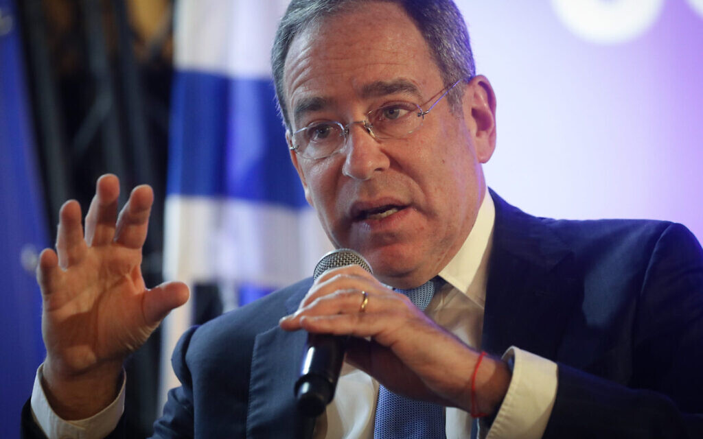 U.S. Ambassador to Israel Thomas Nides speaks at the Conference of Presidents of Major American Jewish Organizations in Jerusalem, Feb. 19, 2023. (Noam Revkin Fenton/Flash90)