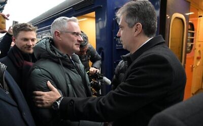 Israel's Foreign Minister Eli Cohen arrives in Ukraine, February 16, 2023. Credit: Israel's Foreign Ministry.