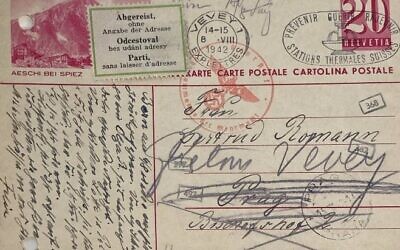 ‘Departed without leaving a forwarding address’ – the German Reichspost used this stamp to return post to its sender when the item’s recipient had been deported, Wiener Holocaust Library Collections