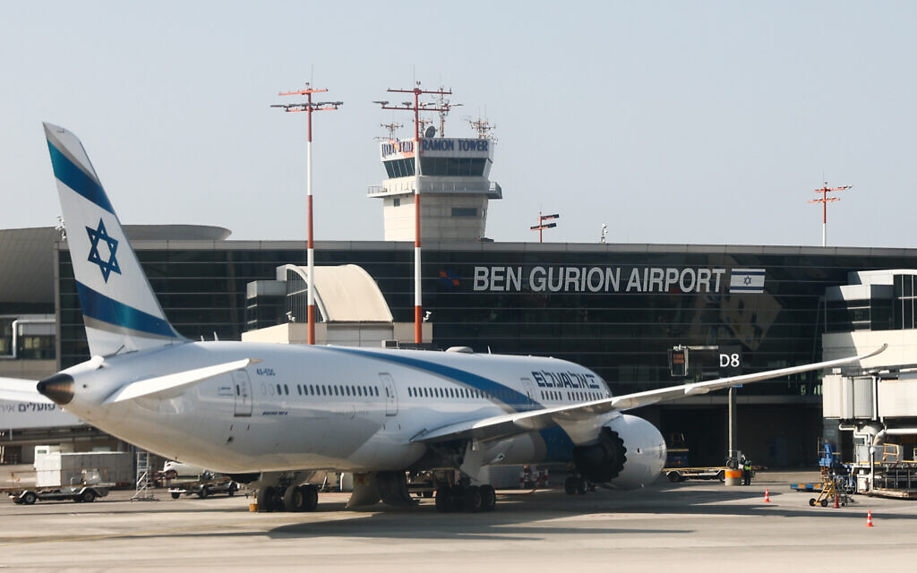 El Al plane is seen at the Ben Gurion International Airport in Tel Aviv. (Photo by Jakub Porzycki/NurPhoto)