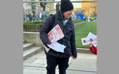 Amnon Baron Cohen - brother of Sacha - pictured in Parliament Square selling The Socialist newspaper

(pic Lee Harpin)