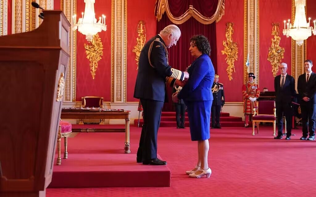 Dame Melinda Simmons is made a Dame Commander of the Order of St Michael and St George by the King (Jonathan Brady/PA)