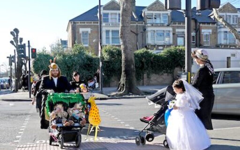 Purim celebration in Stamford Hill. Photo: Alan Denney
