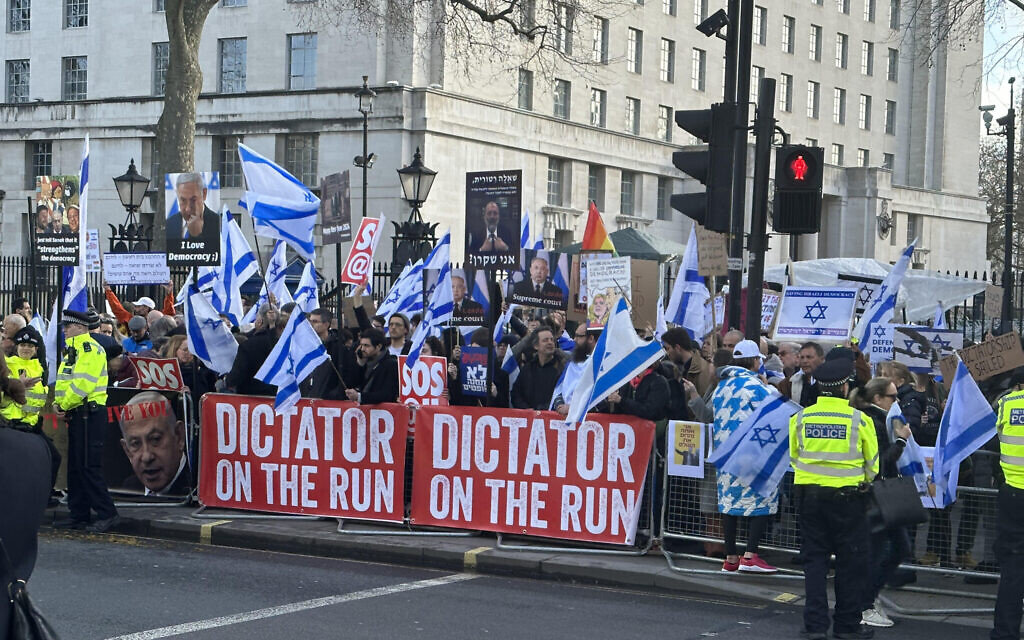 Earlier protest outside Downing Street, March 2023