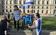 Israeli born mum of three Maayan Kallir at the Parliament Sq protest.