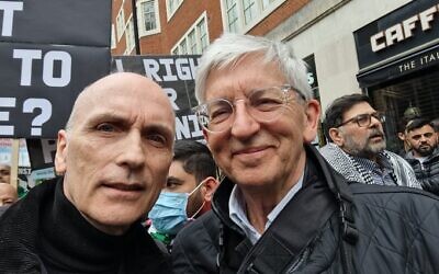 Stephen Sizer, (right) pictured with ex-MP Chris Williamson at the Al Quds Day 2023 demo. Picture posted on Williamson's Twitter.