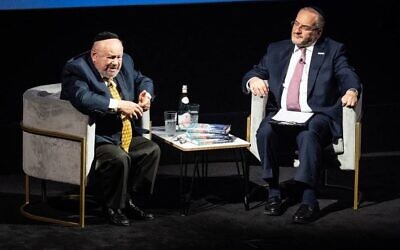 Josef Lewkowicz, Holocaust Survivor and Nazi Hunter, in conversation with Rabbi Naftali Schiff, founder of JRoots at his book launch in BAFTA. Pic: Blake Ezra