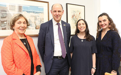 left to right; Maureen Phillips, Sir Horace Phillips’ daughter;  Sir Philip Barton, Permanent Under-Secretary at the FCDO; Sophie Ross, co-Chair of the Horace Society; Laura Popoviciu, Government Art Collections