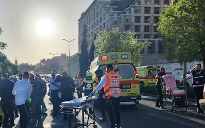 Suspected car ramming attack in Jerusalem. Credit: United Hatzalah.
