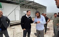 Leader of the Samaria Regional Council, Yossi Dagan, at the newly built yeshiva near the illegal settlement outpost of Homesh, West Bank. Courtesy: Twitter.