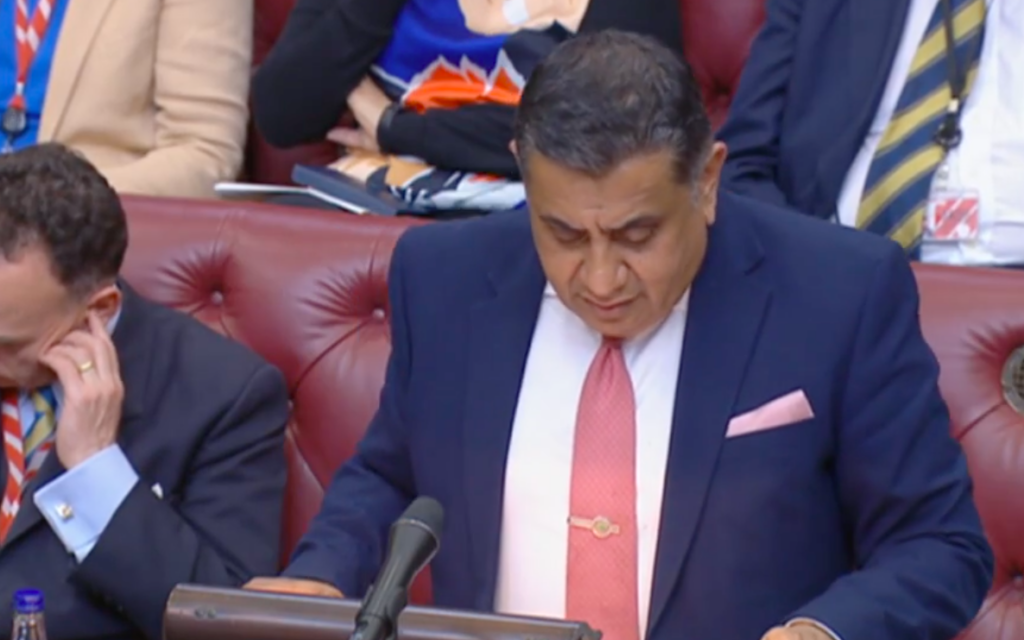 Middle East minister Lord Ahmad 
(Parliament TV)