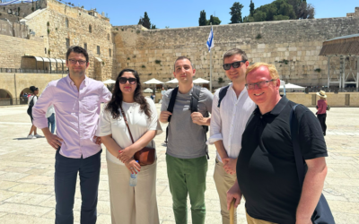 LFI's Michael Rubin, second right, and We Believe In Israel's Luke Akehurst, right, on latest joint delegation with Labour activists and councillors