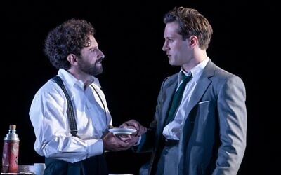 Brandon Uranowitz, left, as Nathan, and Arty Froushan as Leo. The latter character is a stand-in for Stoppard. (Joan Marcus)